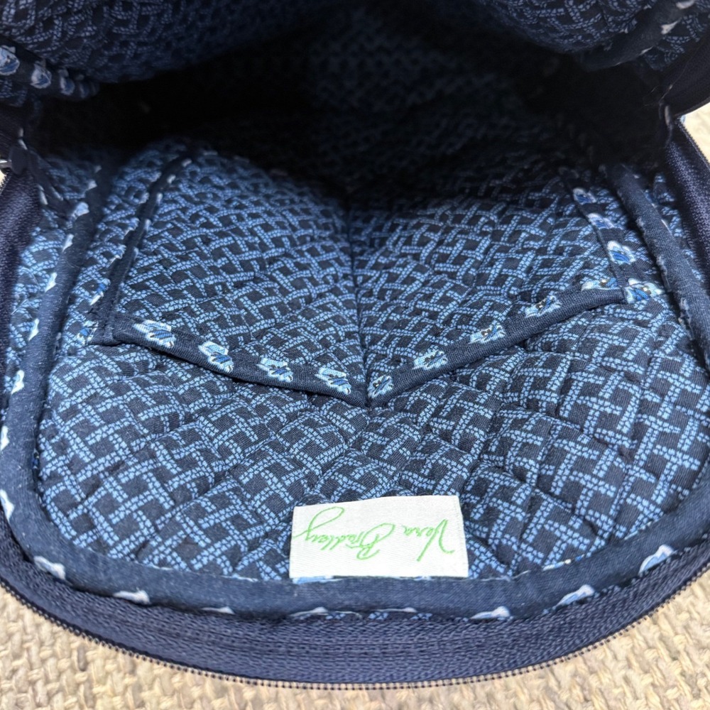 Vera Bradley Mini Backpack Navy Blue Quilted Floral Cotton Adjustable Straps - Picture 8 of 15